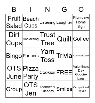 Teamwork Tuesday Bingo Card