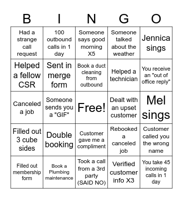 CSR Week BINGO Card