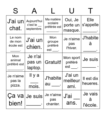 Les réponses à des questions simples Bingo Card