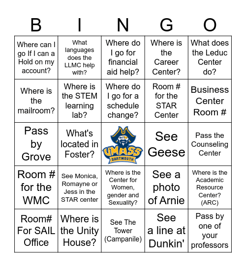 Campus Bingo Card