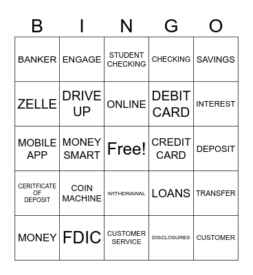 BANK Bingo Card