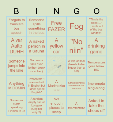 Suomi-Excu '23 Bingo Card