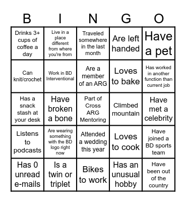 IceBreaker Bingo Card