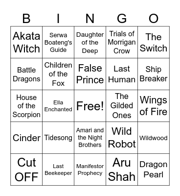 Fantasy, Science Fiction, and Dystopian Bingo Card