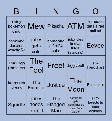 Julzy's Charity Strim Bingo! Bingo Card