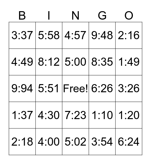 It's BINGO TIME! Bingo Card