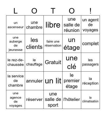 à l'hôtel Bingo Card