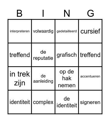WOORDENSCHAT Bingo Card