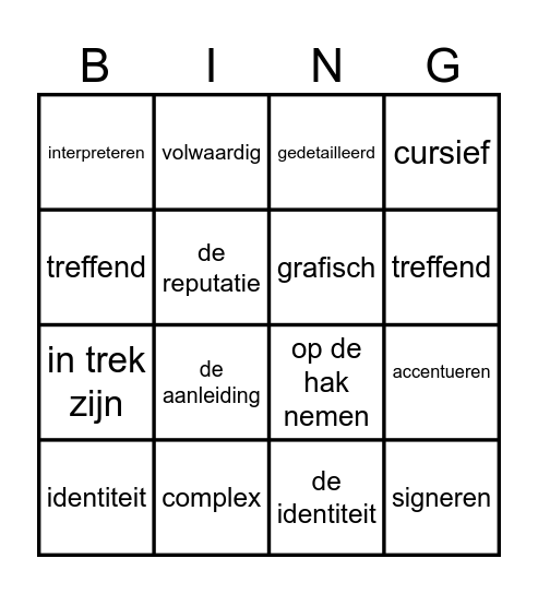 WOORDENSCHAT Bingo Card
