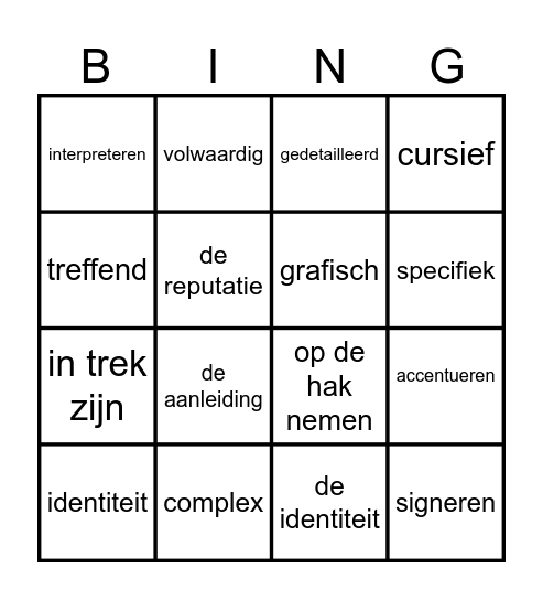 WOORDENSCHAT Bingo Card