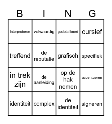 WOORDENSCHAT Bingo Card
