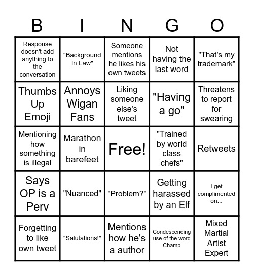 Calvin Mcdonald Bingo Card