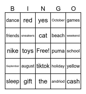 Trivia thursday Bingo Card