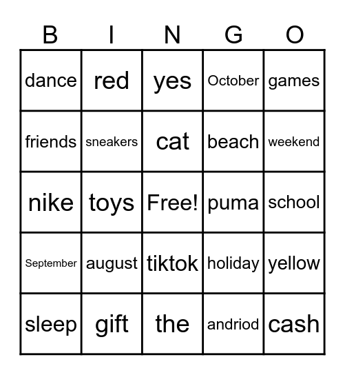 Trivia thursday Bingo Card