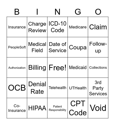 Revenue Cycle Bingo Card