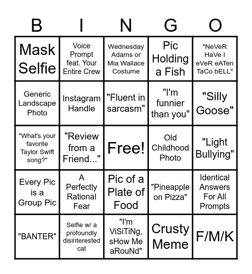 Hinge Bingo Card