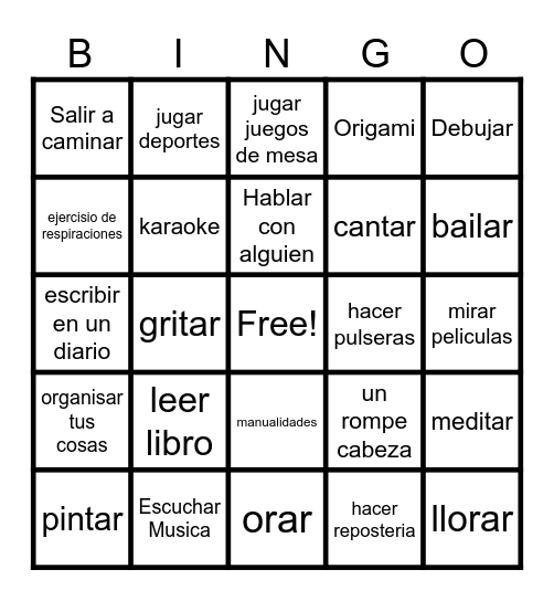 Habilidades Afrontamiento Bingo Card
