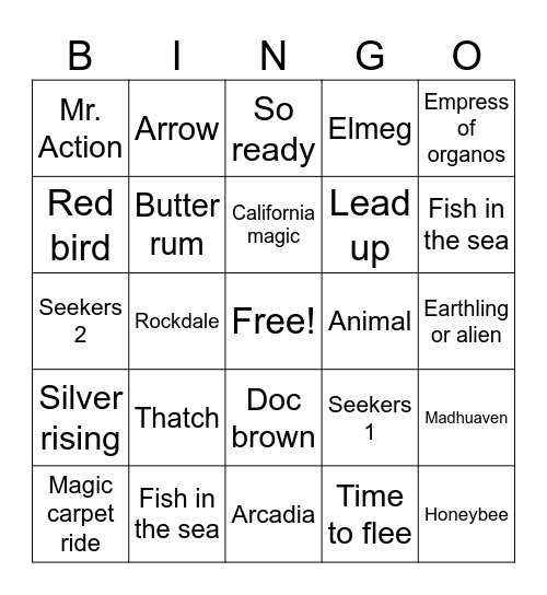 Goose Bingo Card