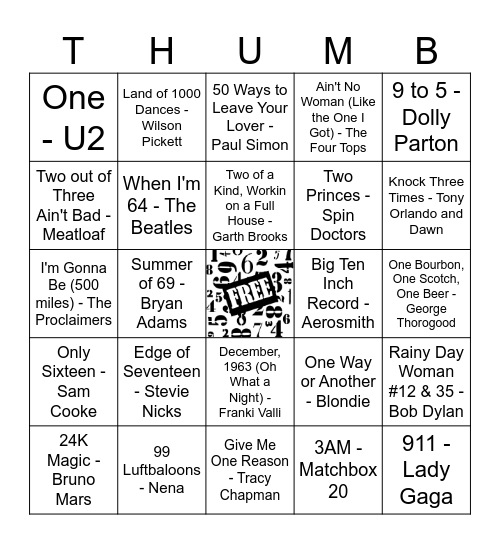 By The Numbers Bingo Card