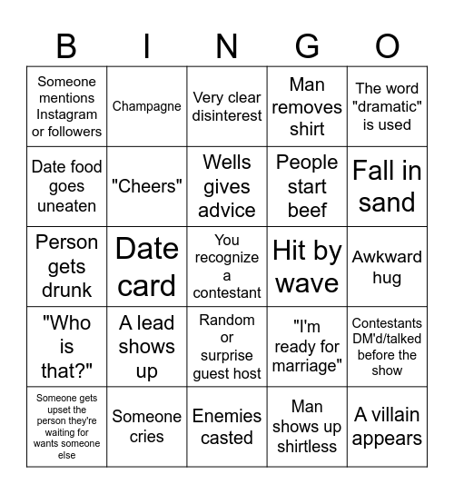 Paradise Bingo Card