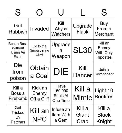 DANK SOULS 3 Bingo Card