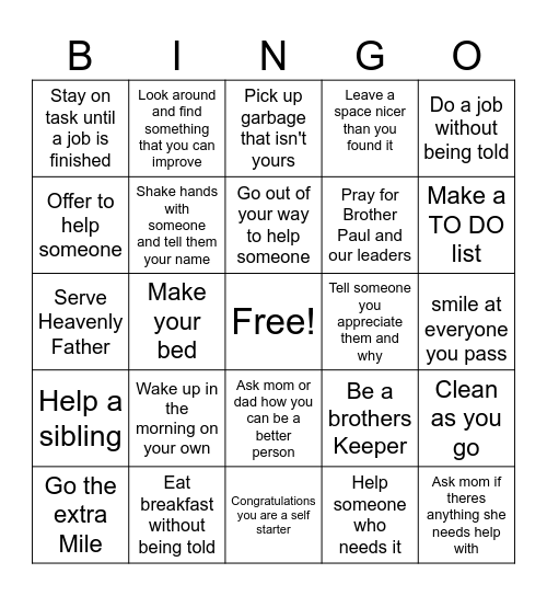 Be Anxiously Engaged in a Good Cause Bingo Card
