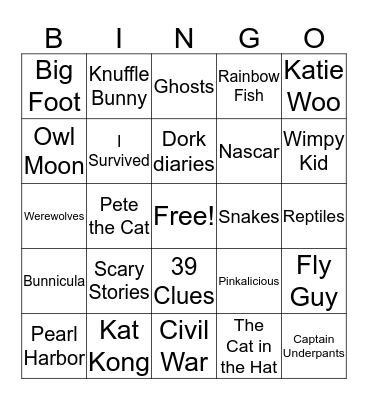 Reading week Bingo Card