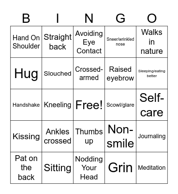 Nonverbal Communication Bingo Card