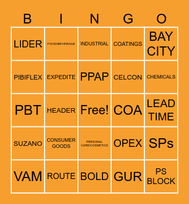 Celanese CS Month Bingo Card