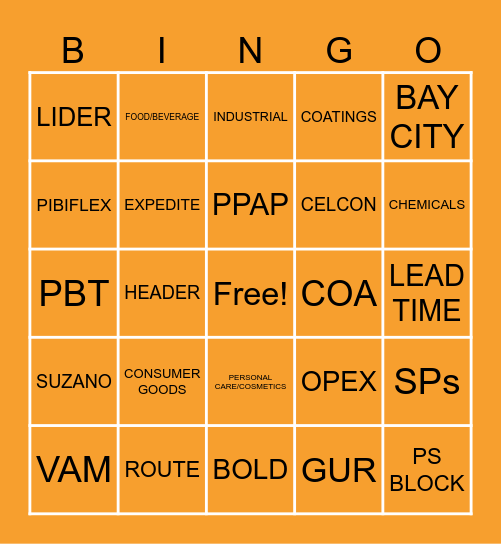 Celanese CS Month Bingo Card