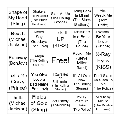 Winter Series 2024 Bingo Card