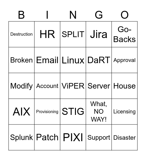 STARC WAR BINGO Card