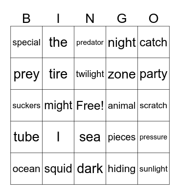 Deep Sea Week 1 Bingo Card