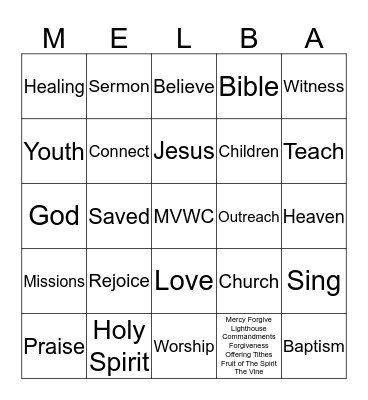Celebrate Jesus Bingo Card