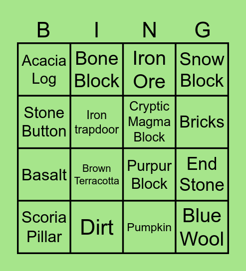 MirageCraft Bingo Card