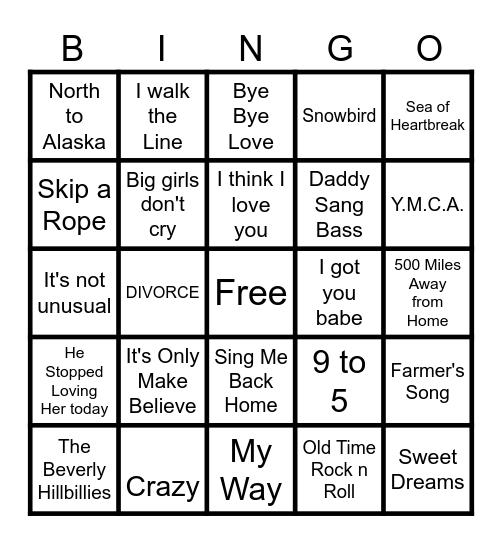 Bingo Game #1 Bingo Card