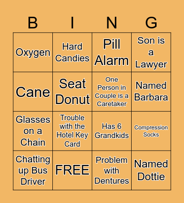 Bus Trip Bingo Card