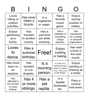 CSSSKL 142 Bingo Card