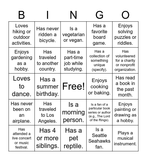 CSSSKL 142 Bingo Card