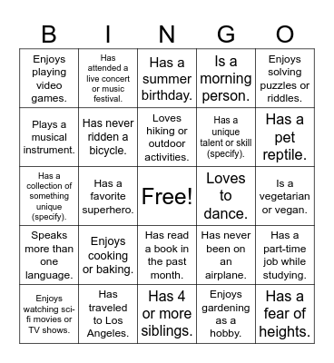 CSSSKL 142 Bingo Card