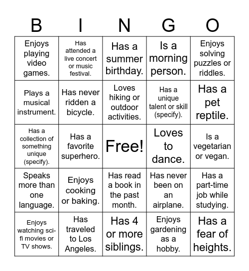 CSSSKL 142 Bingo Card