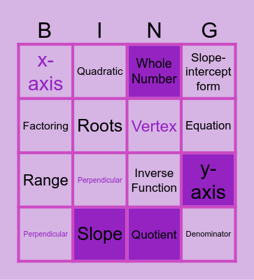 Vocabulary Bingo Card