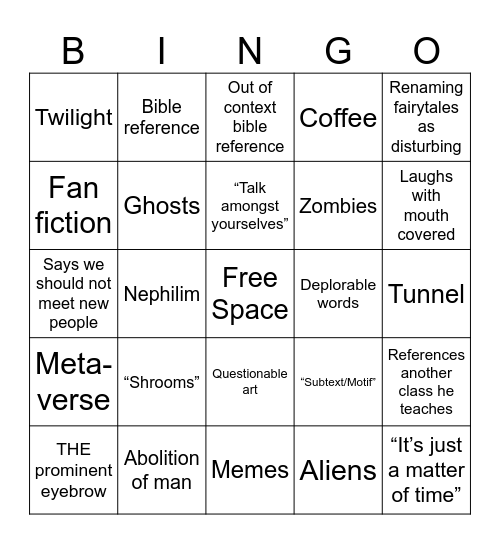 Stark Bingo Card