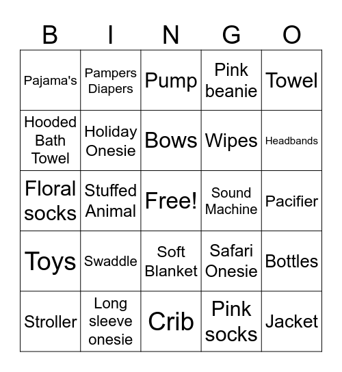 Baby Bingo Card