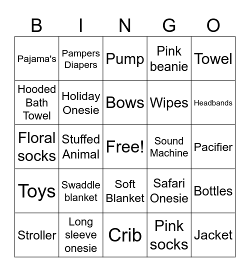 Baby Bingo Card