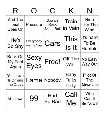 1980's Bingo game 7 Bingo Card