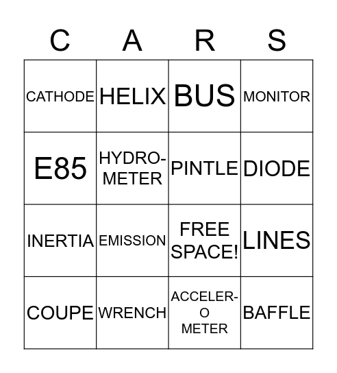 Words with Rickerson Bingo Card