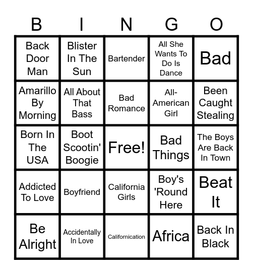1970's Music Bingo Game 19 Bingo Card