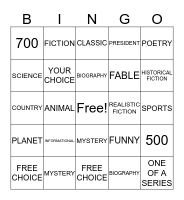 LIBRARY BINGO Card