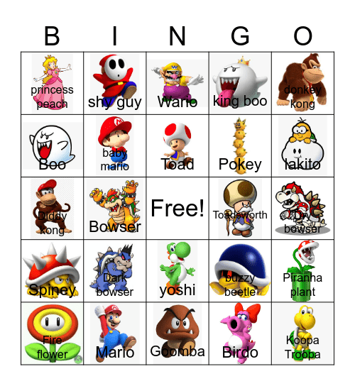 Mario Bingo Card